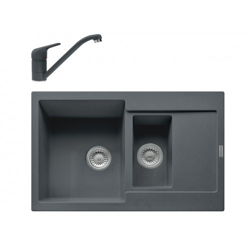 Pachet chiuveta fragranite MRG 651-78 +  baterie Novara Plus negru