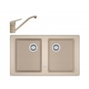 Pachet chiuveta fragranite BFG 620-86  +  baterie Novara Plus avena