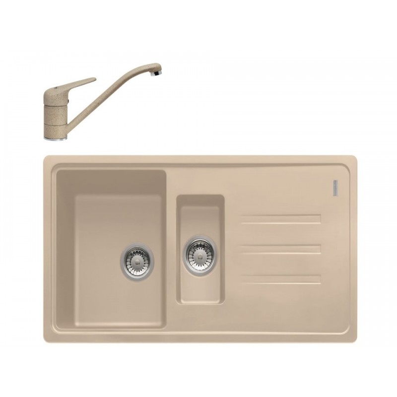 Pachet chiuveta fragranite BSG 651-97 +  baterie Novara Plus avena