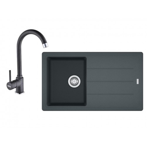 Pachet chiuveta fragranite BFG 611-86 +  baterie Pola negru