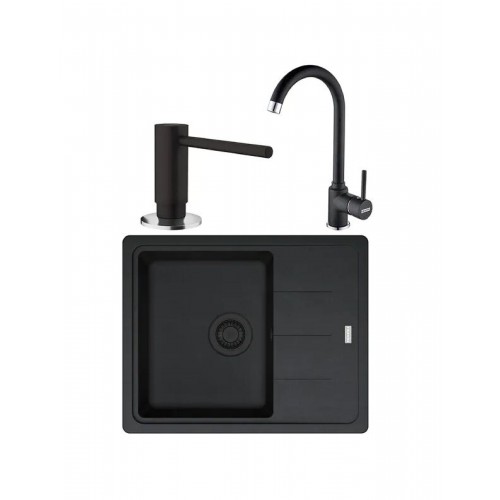 Pachet chiuveta fragranite BFG 611-62 VN+  baterie Pola + dozator sapun negru