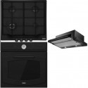 Pachet Franke Negru Mat Cuptor FCO 86 H BT + Plita gaz FCH 604 3G TC MB C+ Hota FSM 601 BK/GL