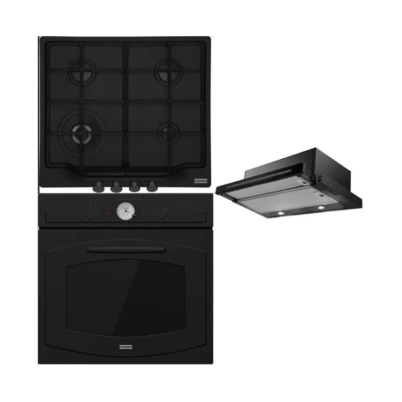 Pachet Franke Negru Mat Cuptor FCO 86 H BT + Plita gaz FCH 604 3G TC MB C+ Hota FSM 601 BK/GL