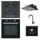 Pachet Franke negru Chiuveta MRG 610-54+Baterie Pola 1.0 VN+Cuptor FSL 86 H BK +Plita FHNS 604 4G BK C +Hota FTC 601 BK/GL 