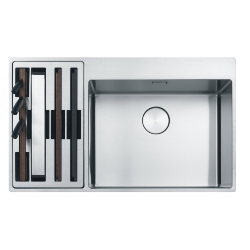 FRANKE Chiuveta Box Center BWX 220-54-27, semifilo/ filotop, inox lucios, cuva accesorii stanga, 86x51 cm