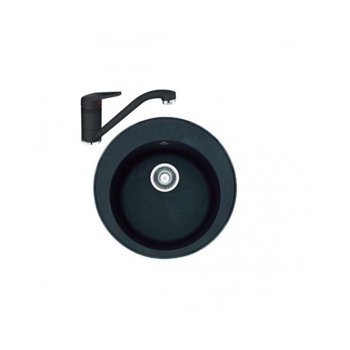 FRANKE Pachet chiuveta fragranite ROG 610 + baterie Novara Plus Negru