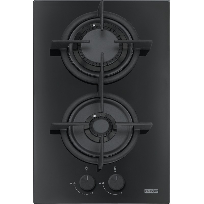 FRANKE Plita gaz Mythos FHCR 302 2G HE BK C, Negru, sticla, 2 arzatoare, gratare fonta, 31 cm