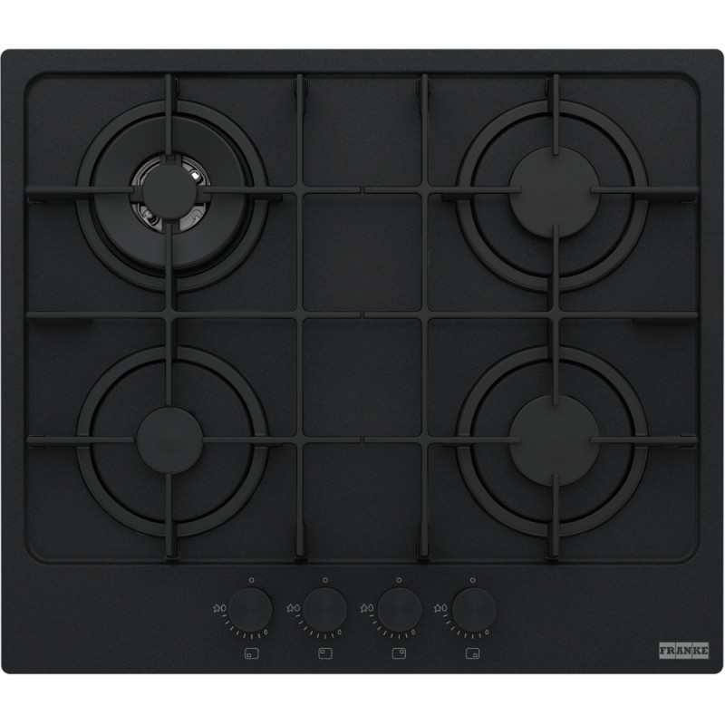 FRANKE Plita gaz Maris FHMA 604 3G DC MB C, Matte Black/ Negru Mat, 4 arzatoare, gratare fonta, 60 cm