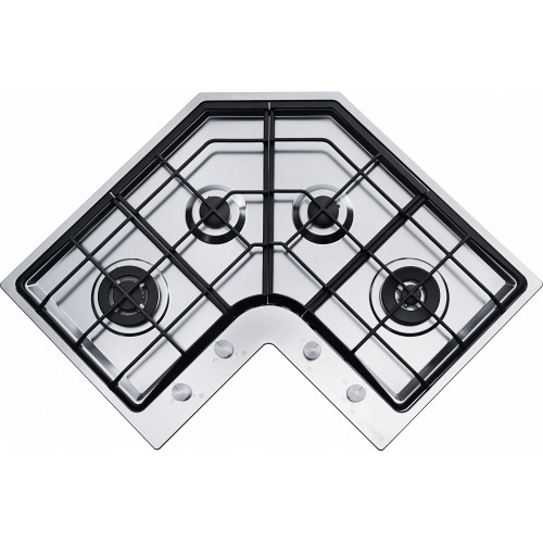 FRANKE Plita gaz colt, Neptune Angolo FHNE COR 4 3G TC XS C, Inox Satinat, 4 arzatoare, gratere fonta, 83×83 cm