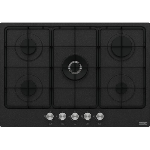 FRANKE Plita gaz Smart FHSM 755 4G DC ON E, Negru, 5 arzatoare, gratare emailate, 73 cm