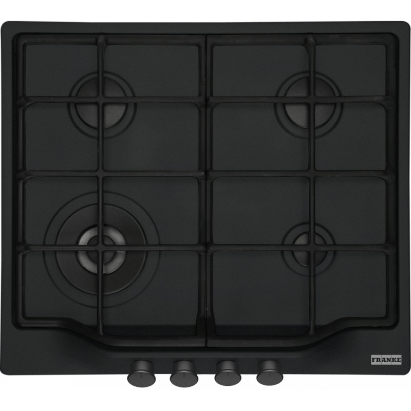 FRANKE Plita Gaz Rustic FCH 604 3G TC MB C Matte Black/ Negru mat, 4 arzatoare, gratare fonta, 60 cm