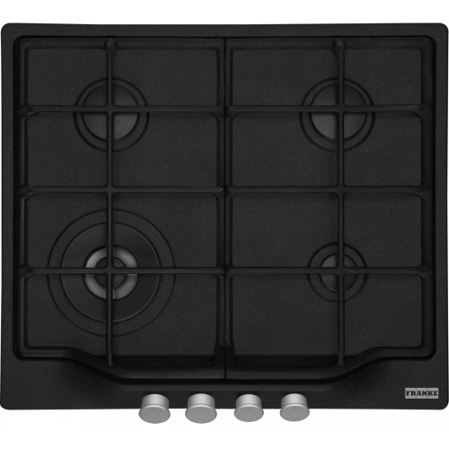 FRANKE Plita Gaz Rustic FCH 604 3G TC ON C, Negru, 4 arzatoare, gratare fonta, 60 cm