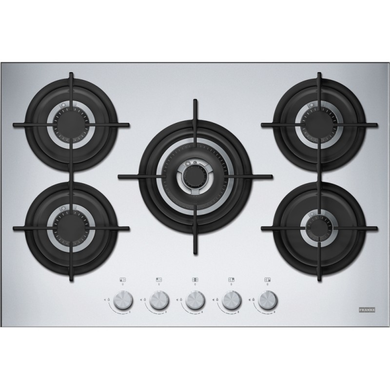 FRANKE Plita gaz Mythos FHCR 755 4G TC HE XA C, Inox, 5 arzatoare, gratare fonta, 75 cm