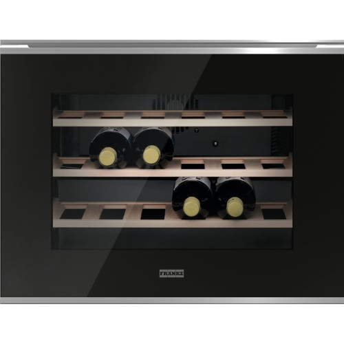 FRANKE Vitrina Vin Mythos FMY 24 WCR XS, 66 l, 24 sticle, Rafturi Lemn, Display digital, inox /negru