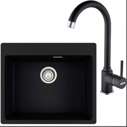 Pachet chiuveta fragranite MRG 610-54+Pola 1.0 Negru