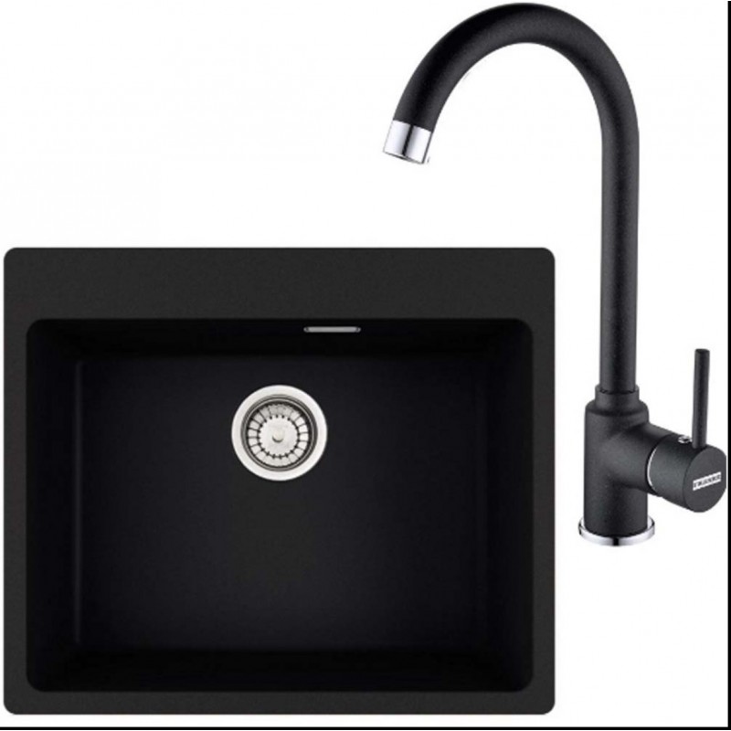 Pachet chiuveta fragranite MRG 610-54+Pola 1.0 Negru