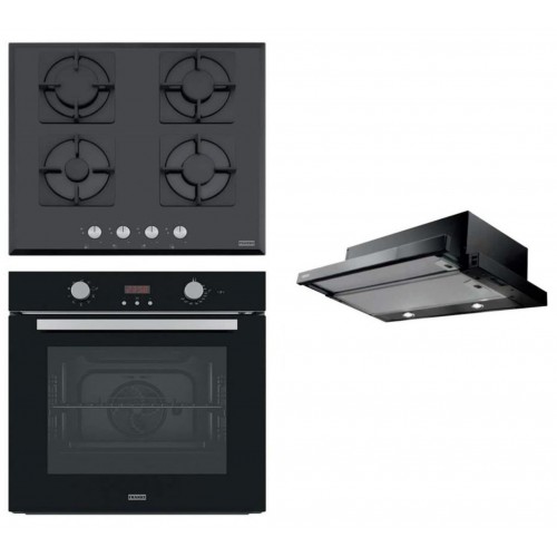 FRANKE Pachet Cuptor FSL 86 H BK + Plita FHNS 604 4G BK C  Cristal negru +Hota Telescopica FTC 601 BK/GL /2 Negru