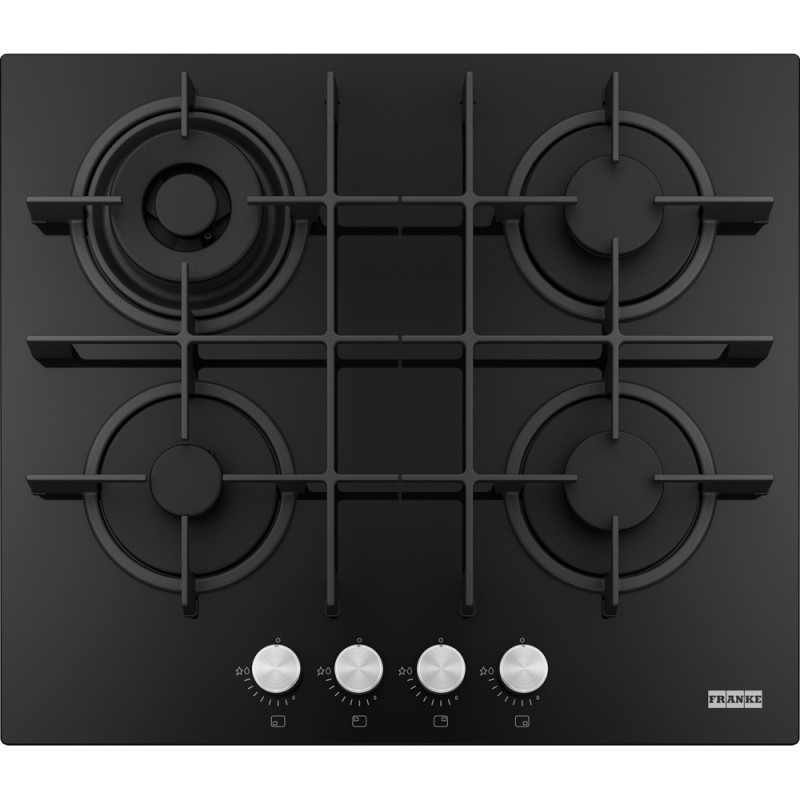 FRANKE Plita gaz Maris FHMA 604 3G DC BK C Nero, 4 arzatoare, sticla, gratare fonta, 60 cm