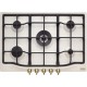 Plită pe gaz FHCL 755 4G TC PW, Classic Line, 75 cm, 5 arzătoare gaz,tripla coroana, grătare fontă, Panna, Butoane aurii