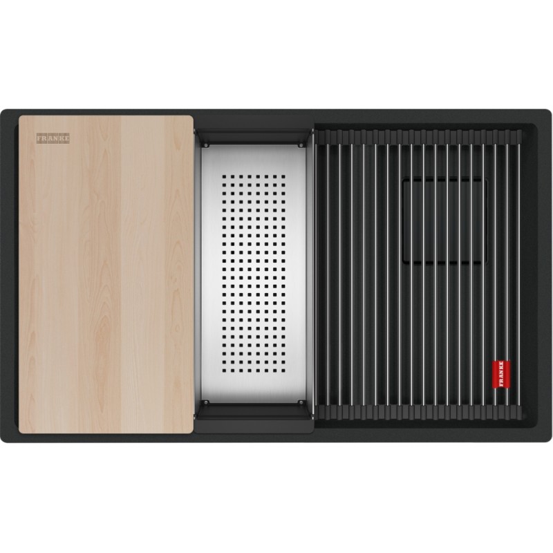 FRANKE Chiuveta Kubus 2 KNG PRO 120, Matte Black/ negru mat, montaj sub blat, accesorii incluse, 76 cm