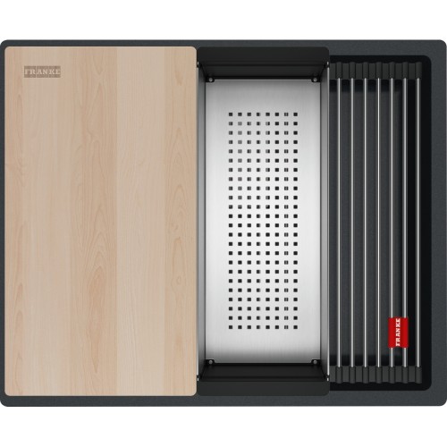 FRANKE Chiuveta fragranite Kubus 2 Pro KNG 110-52, Matte Black / Negru mat, Montaj sub blat, accesorii incluse,52 cm