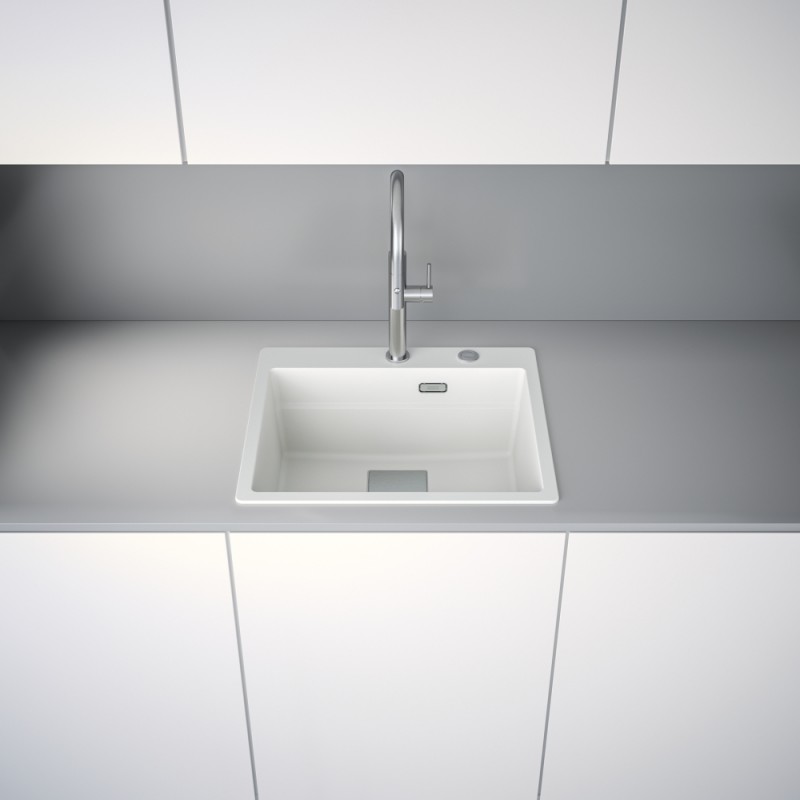 FRANKE Chiuveta Fragranite Kubus 2 Pro KNG 610-53, Bianco/ Alb, accesorii incluse, 59 cm