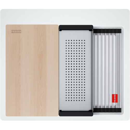 FRANKE Chiuveta Fragranite Kubus 2 Pro KNG 610-53, Bianco/ Alb, accesorii incluse, 59 cm